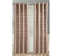 Homescapes Cotton Rajput Ribbed Curtain Pair In Beige Beige 167cm width x 228cm drop