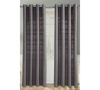 Cotton Rajput Ribbed Curtain Pair Homescapes Charcoal 140cm width x 137cm drop