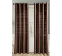 Homescapes Cotton Rajput Ribbed Curtain Pair In Chocolate Chocolate