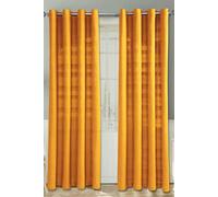 Homescapes Cotton Rajput Ribbed Curtain Pair In Mustard Mustard