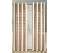 Cotton Rajput Ribbed Curtain Pair Homescapes Natural 167cm width x 137cm drop