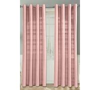 Cotton Rajput Ribbed Curtain Pair Homescapes Pink 167cm width x 228cm drop