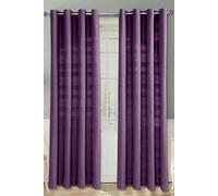 (W 167cm x Drop 137cm, Purple) Cotton Rajput Ribbed Curtain Pair