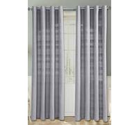 Homescapes Cotton Rajput Ribbed Curtain Pair in Silver | Size: 167 cm width x 183 cm drop Homescapes Silver 167 cm width x 183 cm drop