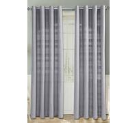 Cotton Rajput Ribbed Curtain Pair Homescapes Silver 167cm width x 228cm drop