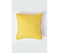 Homescapes Cotton Rajput Ribbed Yellow Cushion Cover, 60 X 60 Cm