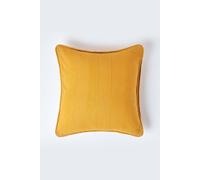 Homescapes Cotton Rajput Ribbed Cushion Cover In Mustard Mustard