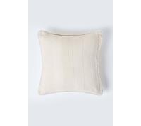 Cotton Rajput Ribbed Cushion Cover Homescapes Natural 45cm x 45cm