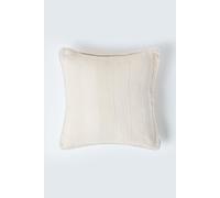 Homescapes Cotton Rajput Ribbed Natural Cushion Cover, 60 X 60 Cm