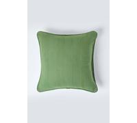 Homescapes Cotton Rajput Ribbed Dark Olive Cushion Cover, 60 X 60Cm