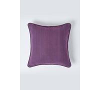 HOMESCAPES Rajput Ribbed Cushion Cover 18 x 18 Inches (45 x 45cm) Purple 100% Cotton Coordinating with Rajput Throws and Curtains Easy care Washable at home
