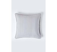 Homescapes Cotton Rajput Ribbed Silver Grey Cushion Cover, 60 X 60 Cm
