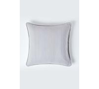 Homescapes Cotton Rajput Ribbed Cushion Cover in Silver | Size: 60 cm x 60 cm Homescapes Silver 60 cm x 60 cm