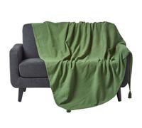 Homescapes Cotton Rajput Ribbed Dark Olive Throw, 255 X 360Cm