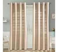 Homescapes Cotton Rajput Ribbed Natural Curtain Pair, 66 X 54" Drop