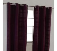 Homescapes Cotton Rajput Ribbed Purple Curtain Pair, 66 X 54" Drop