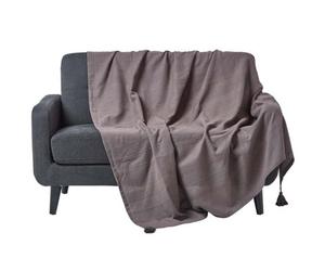 Homescapes Cotton Rajput Ribbed Sea Grey Throw, 225 X 255 Cm