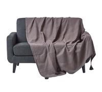 HOMESCAPES - Rajput Ribbed Throw 100 x 140 Inches Charcoal Grey 100% Cotton, Suitable for most 3 Seater Sofas or Double, King bedspreads, Easy care, washable at home