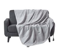 Homescapes Cotton Rajput Ribbed Silver Grey Throw, 225 X 360 Cm