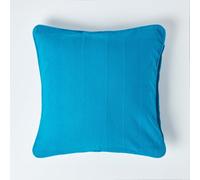 Homescapes Cotton Rajput Ribbed Teal Cushion Cover, 60 X 60 Cm