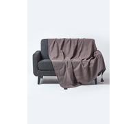 Homescapes Cotton Rajput Ribbed Throw - Sea Grey / 255cm / 1.35kg
