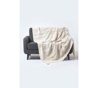 Homescapes Cotton Rajput Ribbed Natural Throw, 150 X 200 Cm