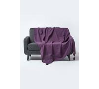 Homescapes Cotton Rajput Ribbed Purple Throw, 255 X 360 Cm