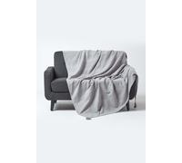 Homescapes Cotton Rajput Ribbed Throw - Silver Grey / 255cm / 1.56kg