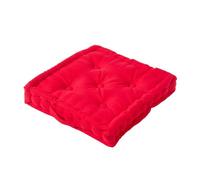 HOMESCAPES Luxury Floor Cushion Plain 100% Cotton Red 50 x 50 x 10cm, Booster Cushion Seat Chair Pad Dining Thick & Plush Garden Floor Pillow for Kids Elderly Pets Indoor Outdoor Use