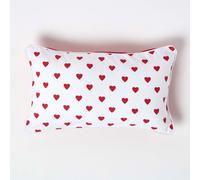 (30 x 50 cm, Red Hearts) Cotton Hearts Cushion Cover