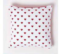 (45 x 45 cm, Red Hearts) Cotton Hearts Cushion Cover