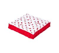 Homescapes Cotton Hearts Floor Cushion in Red | Size: 40 cm x 40 cm Homescapes Red 40 cm x 40 cm