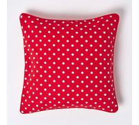Homescapes Cotton Red Polka Dots Cushion Cover, 45 X 45 Cm