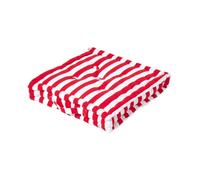 Homescapes Cotton Red Thick Stripe Floor Cushion, 40 X 40 Cm
