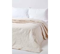 HOMESCAPES White Cotton Rich Metelassé Textured Cream Bedspread with Floral Pattern, Single