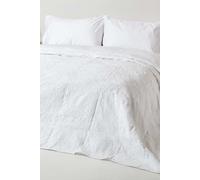 Homescapes Cotton Rich Floral Pattern Bedspread in White | Size: King Homescapes White King