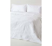Homescapes Cotton Rich Floral Pattern Bedspread In White White