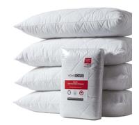 HOMESCAPES Set of 4 Euro 40 x 80 cm Cotton Rich Quilted Pillow Protectors Oeko-Tex Certified Hypoallergenic Continental European Size Pillow Covers with Diamond Quilting and Zip Closure