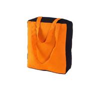 Homescapes Cotton Solid Orange & Black Design Shopping Bag