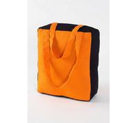Homescapes Cotton Solid Orange & Black Design Shopping Bag