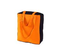 Homescapes Cotton Solid Orange Black Design Shopping Bag, 36 X 43 X 11 Cm Orange One Size