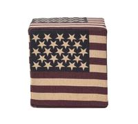 Homescapes Cotton Square Pouffe Vintage USA Flag 36 x 36 x 38 cm