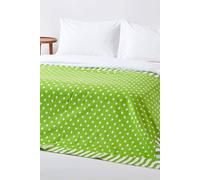 Homescapes Cotton Stars & Stripes Decorative Sofa Throw in Green | Size: 150 cm x 200 cm Homescapes Green 150 cm x 200 cm