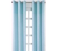 HOMESCAPES 100% Cotton Unlined Eyelet Curtain Pair - Stars - Blue - 117cm (46") Wide x 137cm (54") Drop