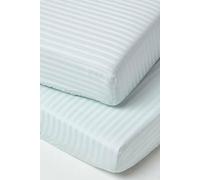 HOMESCAPES Blue Cot Fitted Sheets 60 x 120 cm 2 Pack 100% Egyptian Cotton Percale Soft Hypoallergenic Cot Sheet with Fully Elasticated Skirt Breathable Easy Care 330 TC 500 Thread Count Equivalent