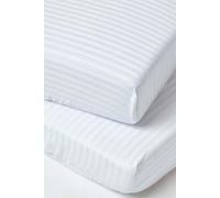 HOMESCAPES White Cot Bed Fitted Sheets 70 x 140 cm 2 Pack 100% Egyptian Cotton Percale Soft Hypoallergenic Toddler Bed Sheet Fully Elasticated Skirt Breathable Easy Care 330 TC 500 Thread Count Equiv
