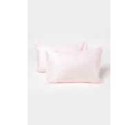 Homescapes Cotton Stripe Kids Pillowcases 40 x 60 cm 330 Thread Count, 2 Pack in Pink Homescapes Pink 40 x 60 cm