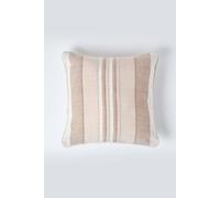 HOMESCAPES Morocco Striped Cushion Cover 18 x 18 Inches Beige Natural Cream 100% Cotton Cover Coordinating with Morocco Throws and Curtains Easy care Washable at home
