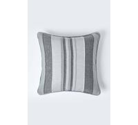 HOMESCAPES Morocco Striped Cushion Cover 18 x 18 Inches Grey Charcoal Light Grey 100% Cotton Cover Coordinating with Morocco Throws & Curtains Easy care Washable