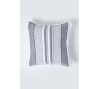 Homescapes Cotton Striped Morocco Cushion Cover In Light Grey Light Grey 60cm x 60cm
